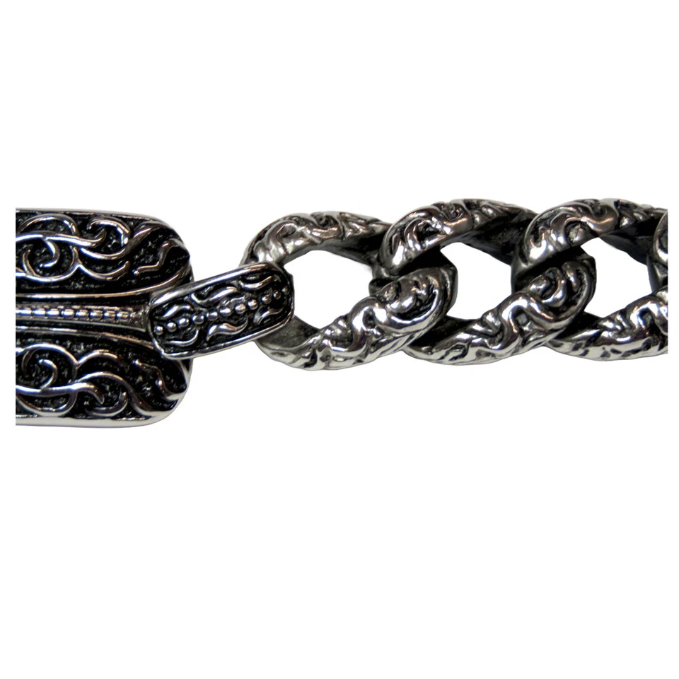 Pulseira masculina de aço inoxidável envelhecida - Imagem 3 de 4