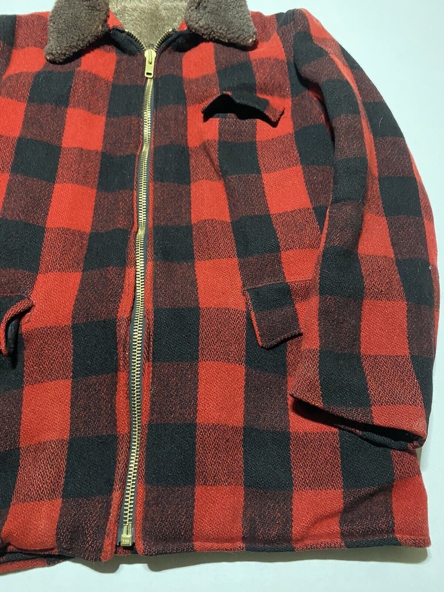 Vintage Buffalo Check Plaid Full Zip Jacket 70s AE6 | eBay