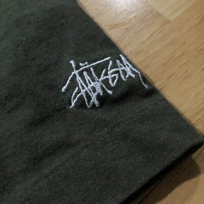 vintage 90s stussy t shirt green orange stripe size large | eBay