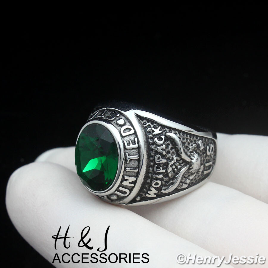Military Rhinestone Logo Stainless Steel US Army Military Green Rhinestone Silver/Black Plated ...
