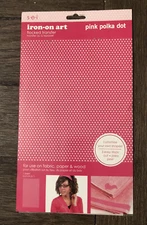 S.E.I. Iron On  flocked Transfer 1 sheet  9" x 5.5"  Pink polka  Dot