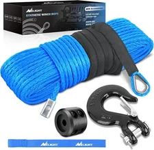Nilight 1/4 Inch x 50 Feet Winch Rope Synthetic Winch Line Cable Universal