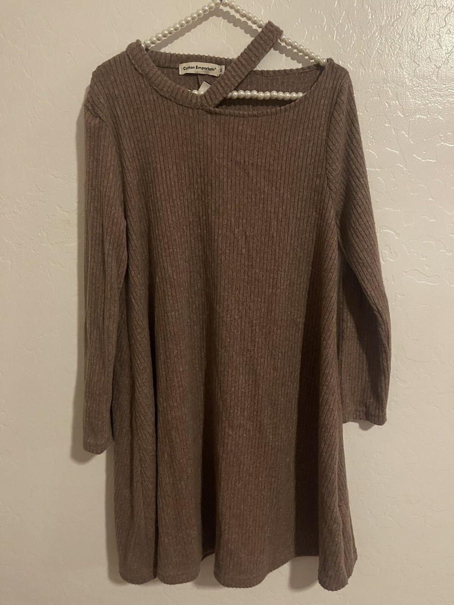 cotton emporium dress cotton emporium Ribbed Dress With Neck Cutout Size M NWT
