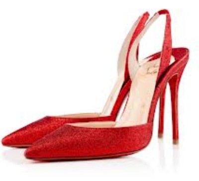 NEW Christian Louboutin EVER 100 Glitter Mini Red Heels Pumps 