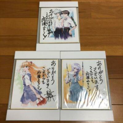 Evangelion Rei Asuka Kaworu Shinji Shikishi paper set art Autograph 15x13cm