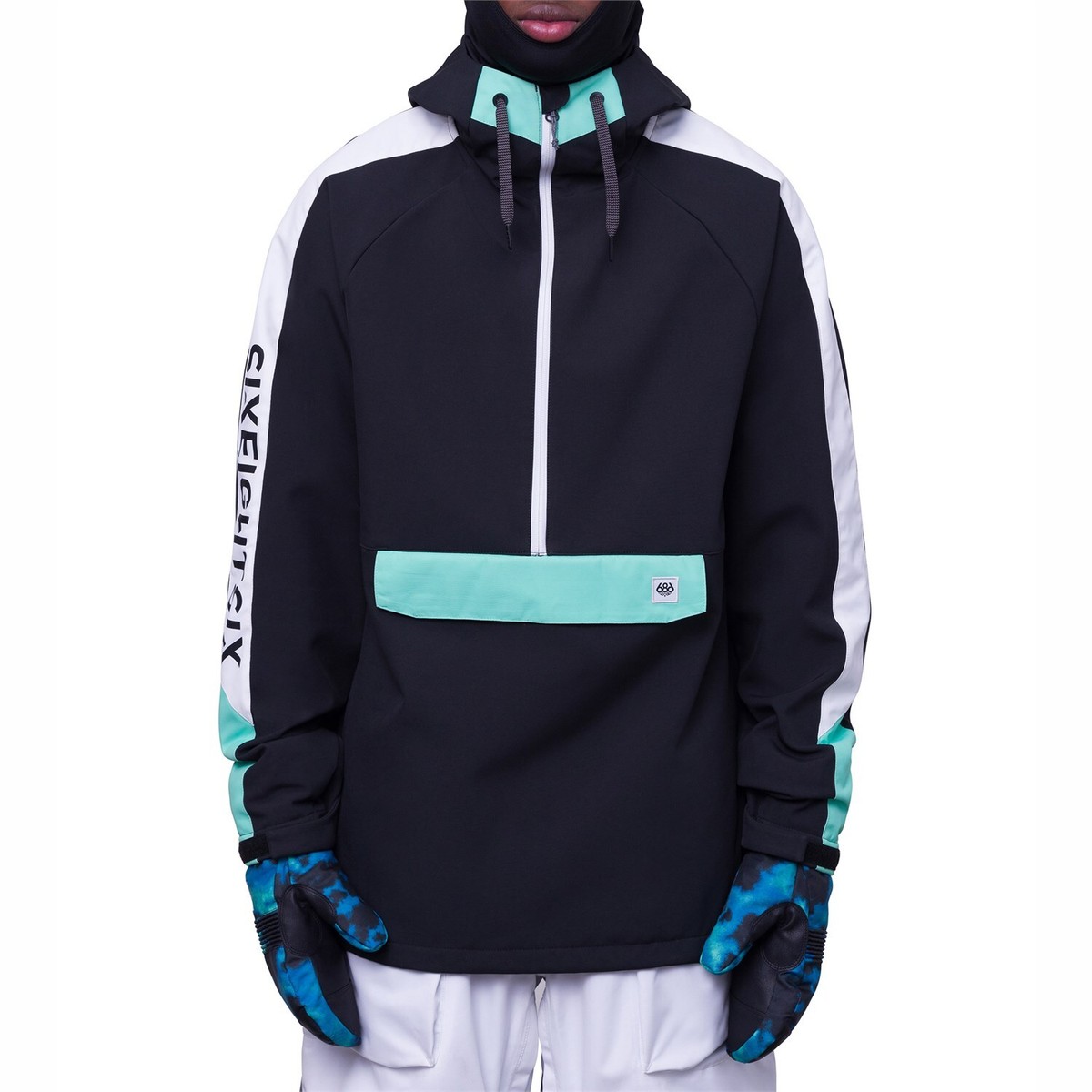 686 Waterproof Anorak Mens Black Mint | eBay