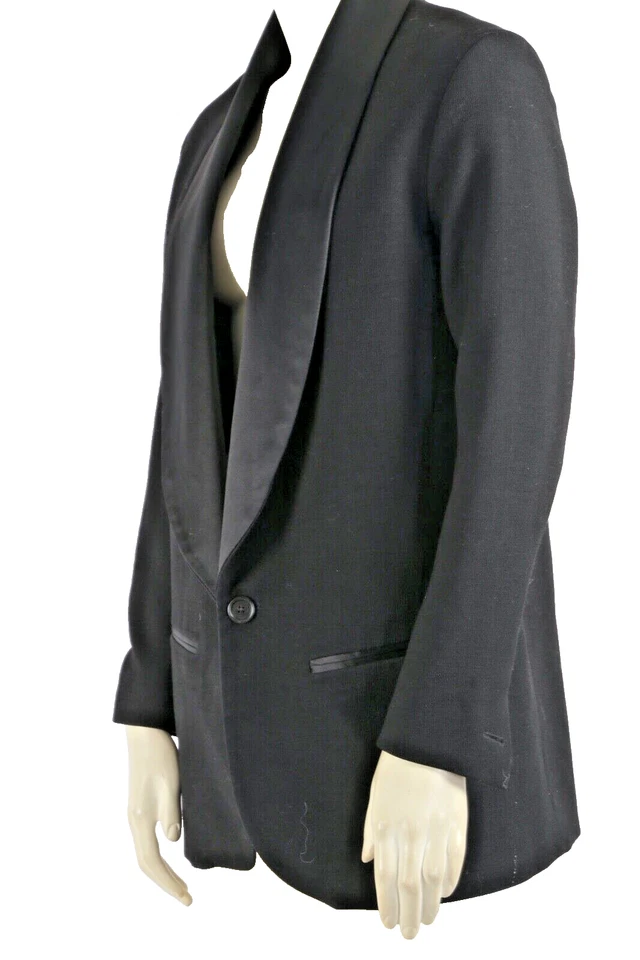 ISABEL MARANT H&M Pour  Wool Satin Collared Tuxedo Blazer Jacket Size 4 - Image 3 of 4