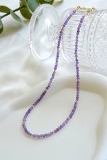Natural Amethyst Faceted Round Gemstone Gold Filled Beaded Necklaces 18'' Girls