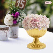 10 Pcs Trumpet Gold Metal Vases Wedding Party Centerpieces Retro Decor Vase