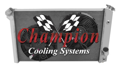 2 Row ER Champion Radiator W/ 2 12'' Fans for 1973 - 1976 Chevy Corvette V8 Eng
