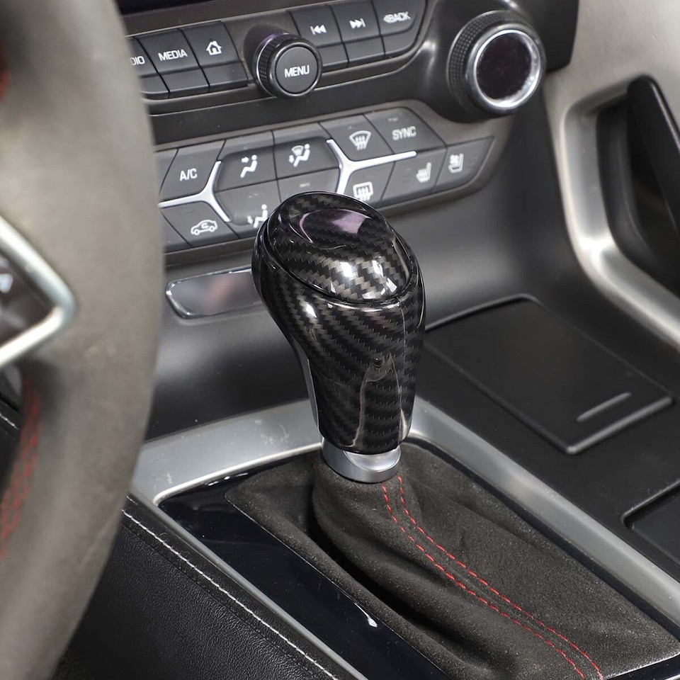 Carbon Fiber ABS Gear Shift Head Knob Cover Trim For Corvette C7 2014 ...