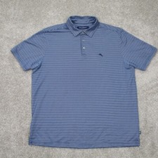 Tommy Bahama Polo Shirt Mens Large Blue Pima Cotton/Poly Short Sleeve Pullover