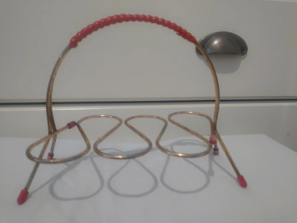 Vintage Kirsch mid century 6 lustre shot glasses In brass stand 1950s  - Image 3 of 4