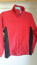 Columbia Youth Size 14/16 Fleece Jacket Full Zip Sweater Pockets Red Pre-owned