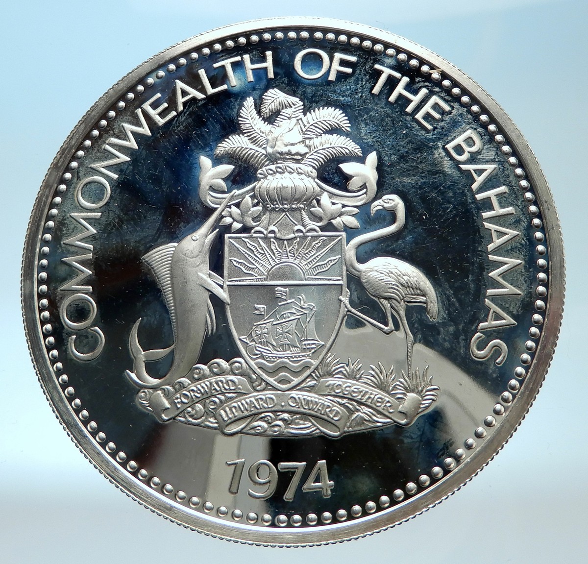 1974 BAHAMAS Large Independence Milo Butler Genuine Proof Silver