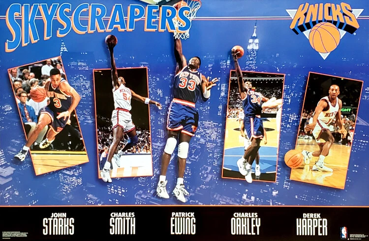 SPORTS POSTER WAREHOUSE New York Knicks 1994 SKYSCRAPERS 23x35 POSTER - Ewing, Starks, Oakley, Harper