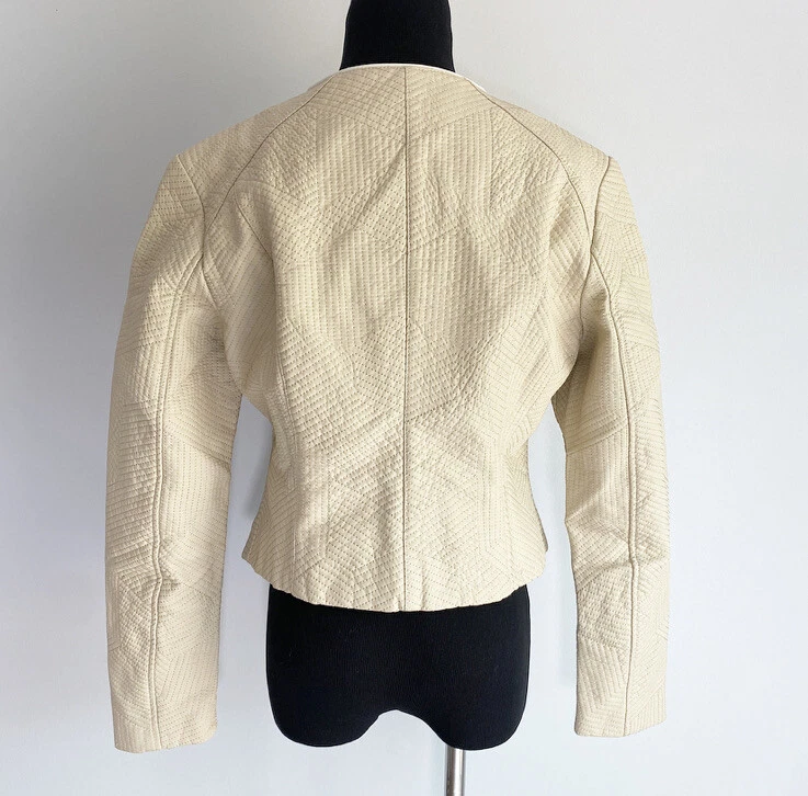 Chaqueta Moto Marc NY by Andrew Marc Beige Cuero Piedra, Mujer Talla M Foto 2 de 4