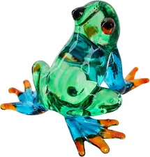 Miniature Hand Blown Art Glass Purple Frog Figurine