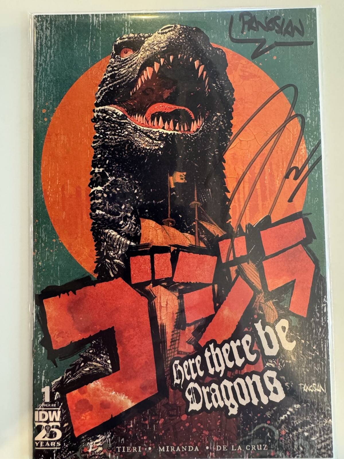 SDCC 2024 Godzilla: Here There Be Dragons #1 SIGNED DAN PANOSIAN FRANK TIERI COA