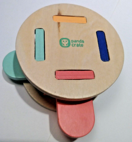 3 Baby Rattles Toys 2 Panda Crate Wooden & 1 Plastic Colorful Movement FREE SHIP - Picture 3 of 6