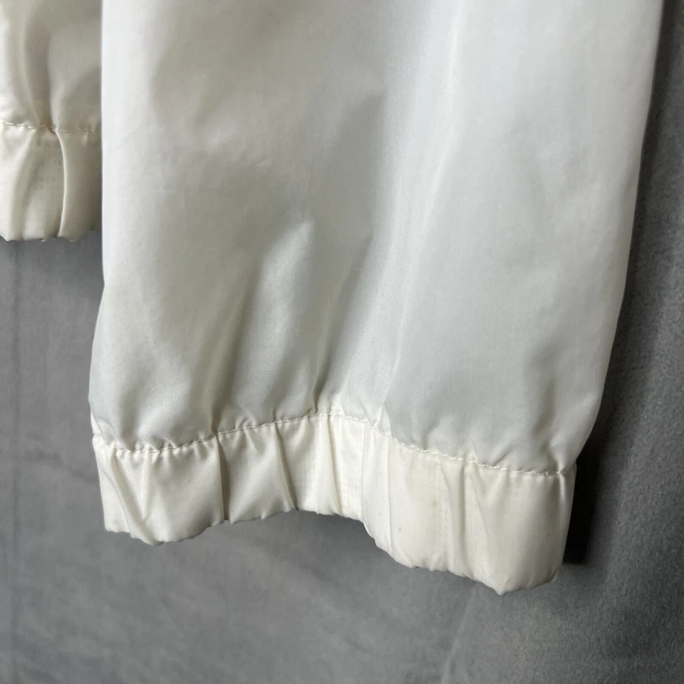 Vintage Van Heusen Windbreaker Jacket Men's L White Blue Stripe 80s 90s Nylon - Image 4 of 4