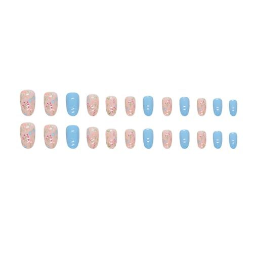 24 Stück Flower Press on Nails Oval Short Fake Nails Spring Small Floral Flower - 6 - Bild 4 von 7