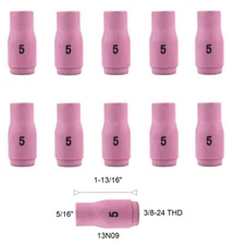 TIG Ceramic Cup 13N09 #5 Welding ALUMINA Nozzle 5/16" Fits TIG 9, 20, 25 Qty 10