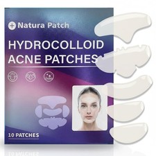 Natura Patch 10 LARGE FULL FACE hydrocolloid pimple patches for Acne, Zits 12z