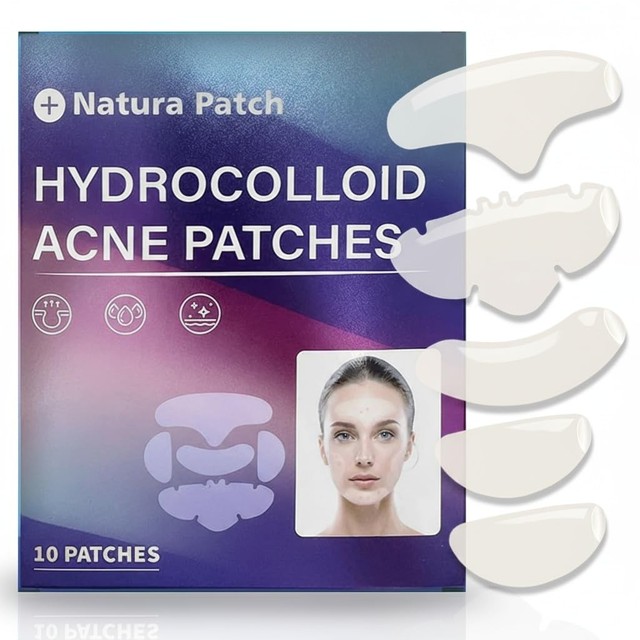 Natura Patch 10 LARGE FULL FACE hydrocolloid pimple patches for Acne, Zits 11z