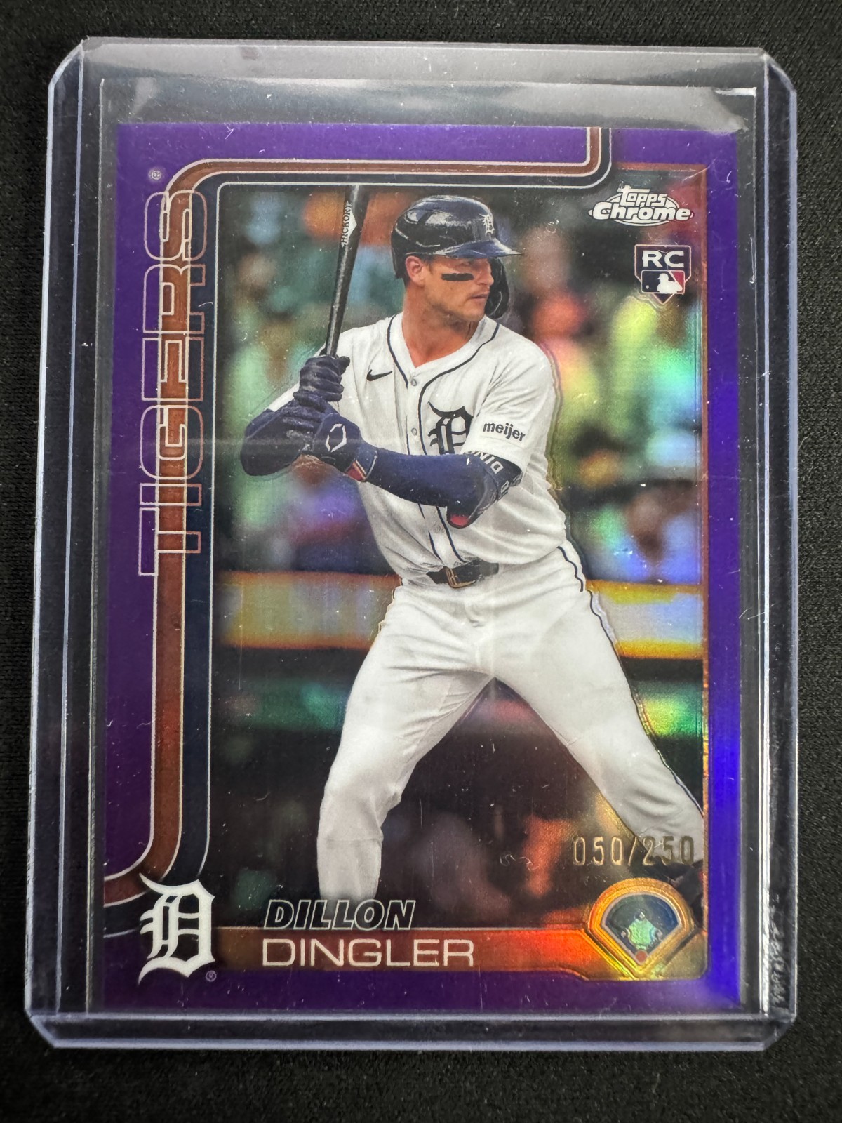 DILLON DINGLER 2025 TOPPS CHROME PURPLE REFRACTOR #274 RC 050/250 DETROIT TIGERS
