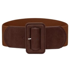 Stretchy Wide Women Belts Elastic Fit waist size 38"-42" Dark Coffee suede 