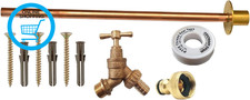 Hep® outside Garden Tap Kit with through Wall Flange with Fixings (Brown Plugs, 