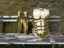 Roman Brass Muscle Armor Cuirass with Leg Guards – Medieval Knight LARP Costume