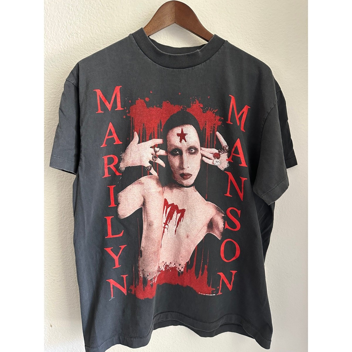 レア 90s MARILYN MANSON ONEITAボディ Tシャツ XL Marilyn Manson Rare Vintage Reprint Single Stitch T-shirt Oneita