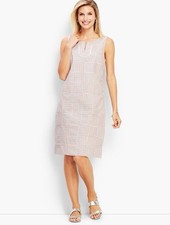 Talbots Sleeveless Seersucker Patchwork Shift Dress - Red/White/Blue - 12