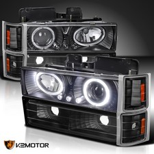 Black Fits 1994-1998 Chevy C10 Ck 1500 2500 Projector Headlights Bumper Lamps Black Fits 1994-1998 Chevy C10 Ck 1500 2500 Projector Headlights Bumper Lamps