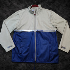 Vintage Adidas Track Jacket Full Zip Blue Gray Trefoil Mens Large Made In USA