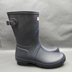Hunter Original Back Adjustable Short Boots Womens 11 Blue Rubber Waterproof