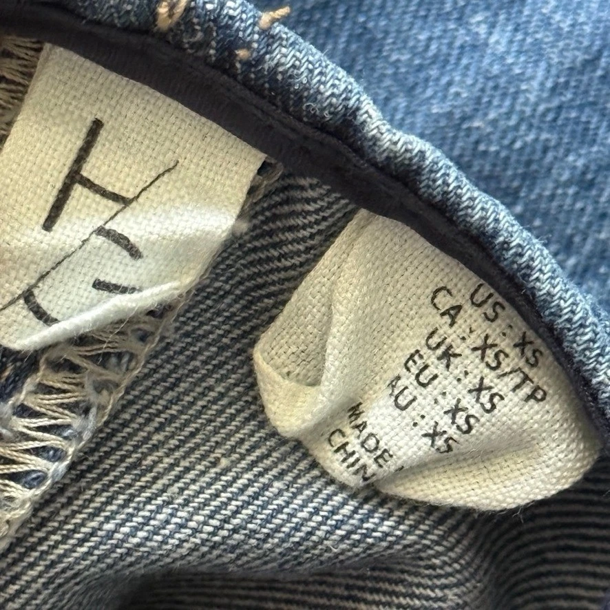 Mono vaquero Happily gris ajustable estilo harén bolsillo frontal, lavado medio, XS Foto 3 de 4