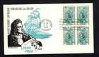 Canada #446, 1966 5¢ de la Salle block of 4 Harford cachet FDC