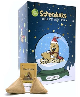 Scherzkeks Adventsbox mit 24 Keksen| Glückskekse mit lustigen Fragen & Antworten