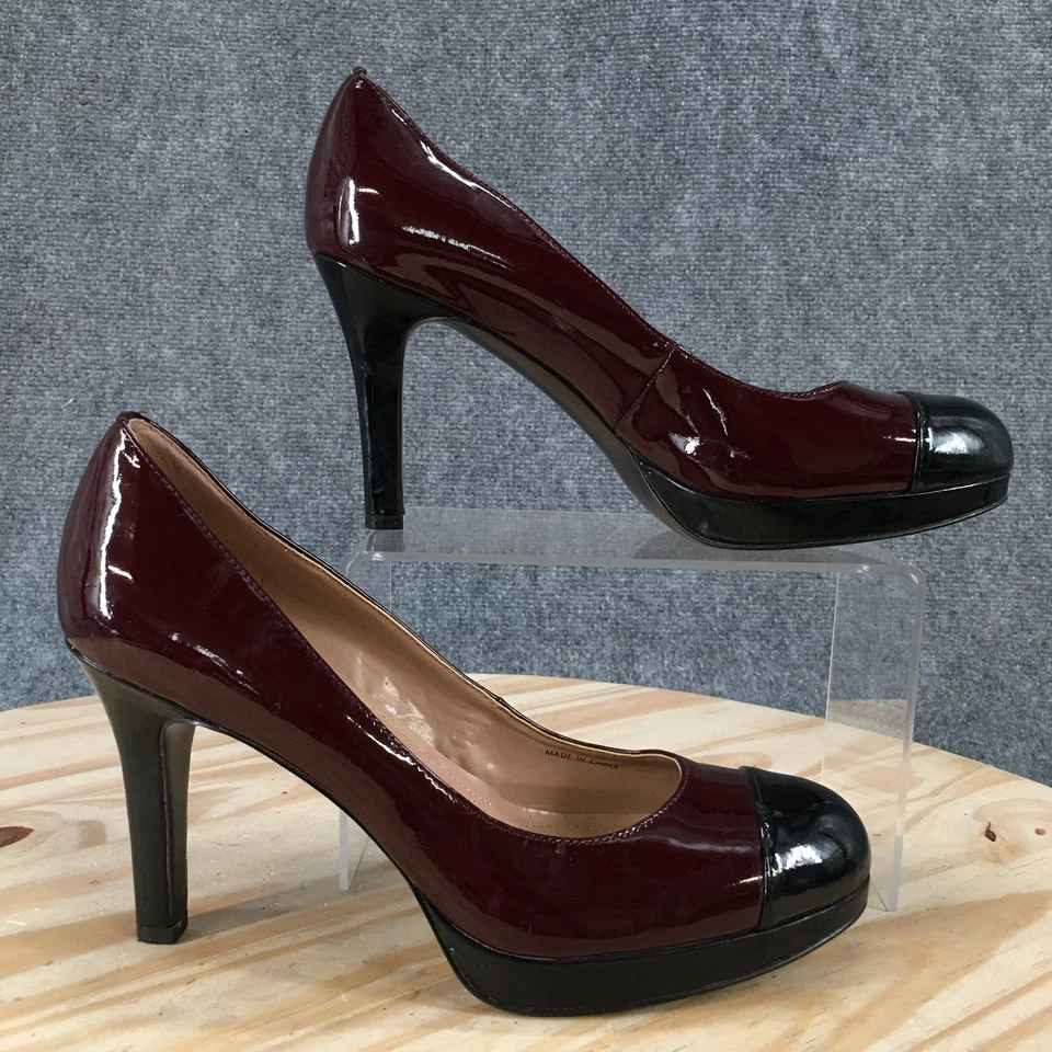 Tacones Tahari para mujer 8 M Laura puntera plataforma zapatos de salón rojo vino charol Foto 2 de 4