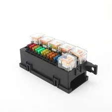 High Temperature Resistant Car 11 Way Relay Fuse Box w 6 Relay +11 Fuse USA