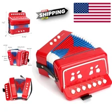 Kids Accordion Toy 7.5 Inch Portable Musical Instrument for Children Ages 3+ Red