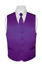 BOY'S Dress Vest  NeckTie Solid PURPLE INDIGO Color Neck Tie Set for Suit / Tux