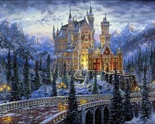 Winter Castle Paint by Number Kit 16x20 Canvas Snowy Mountain Palace Palace New