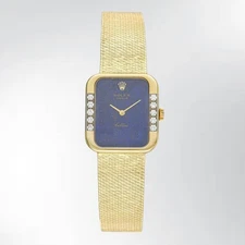 Vintage 1976 Rolex Cellini watch 18K Yellow Gold with Diamonds/Lapis dial R.4628