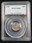 1949 10C Roosevelt Dime PCGS MS65 TONED #7607