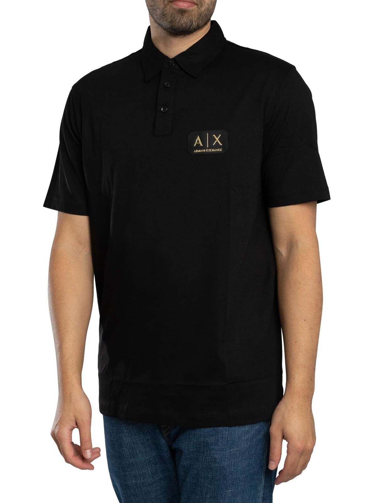 Armani Exchange Men's Black Box Logo Polo Shirt - Image 3