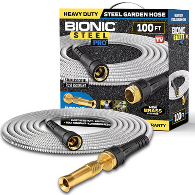 BIONIC STEEL Pro 3/8-in x 100-ft Heavy -Duty Kink Free Stainless Steel Stainless
